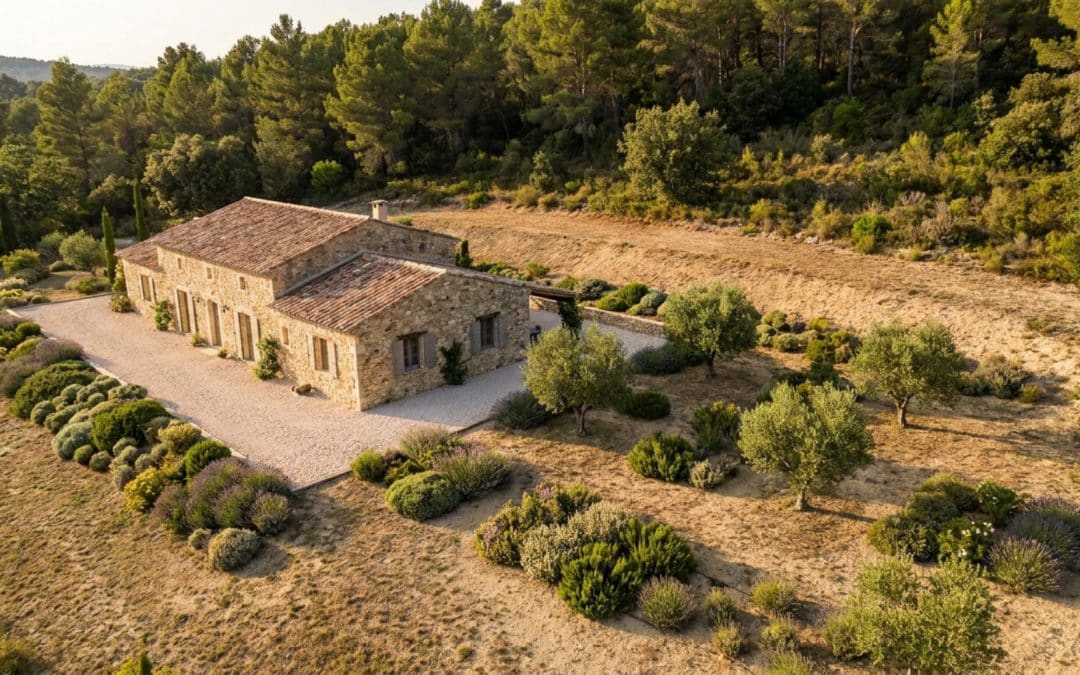 Villa provençale en lisière de forêt avec zone de du00e9broussaillement et espace de du00e9fense bien entretenu