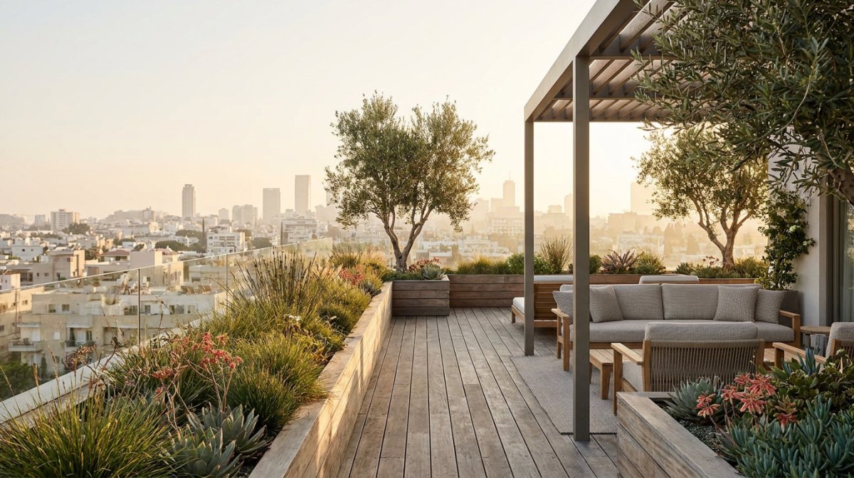 Jardin sur rooftop urbain, projet En Apesanteur à Puteaux
